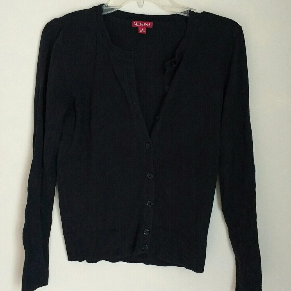Black crew neck cardigan